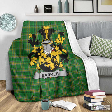 Tartan Vibes Clothing Barker Irish Clan Tartan Blanket with Coat of Arms