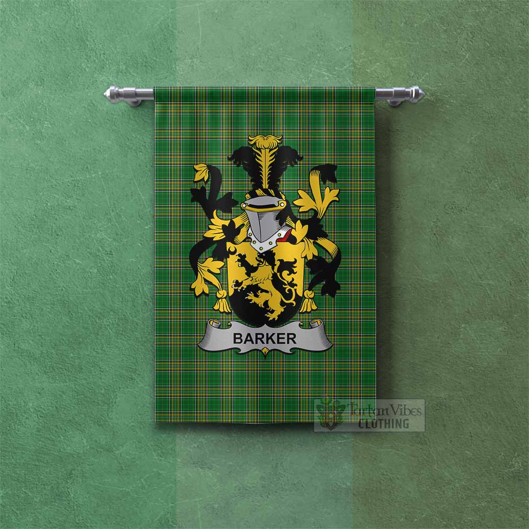 Tartan Vibes Clothing Barker Irish Clan Tartan Gonfalon, Tartan Banner with Coat of Arms