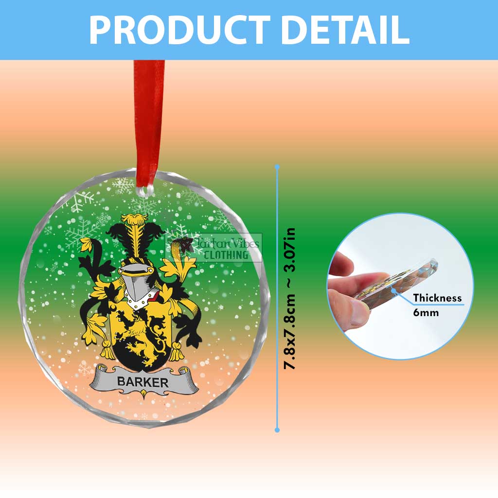 Tartan Vibes Clothing Barker Irish Clan Christmas Glass Ornament with Coat of Arms