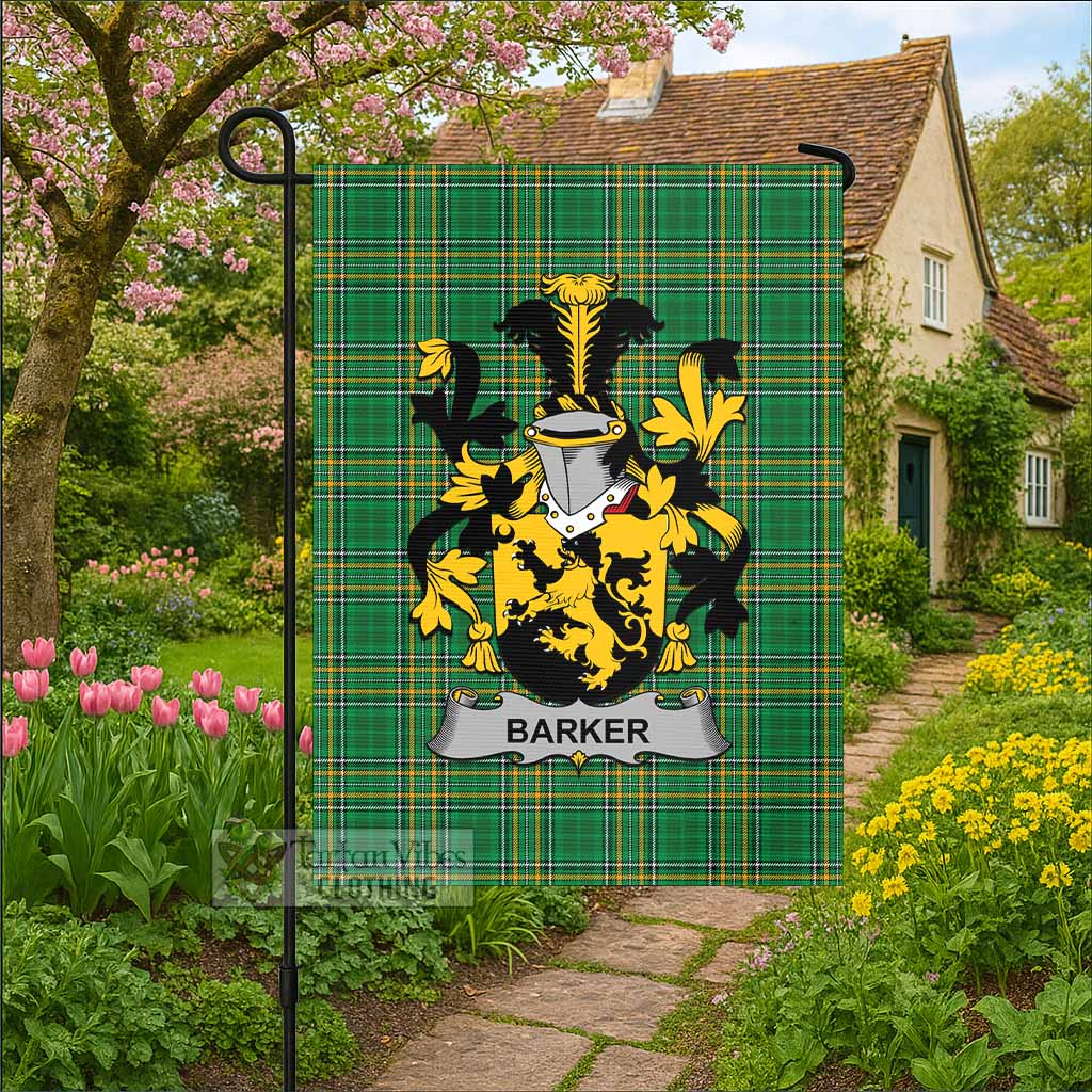 Barker Irish Clan Tartan Flag with Coat of Arms
