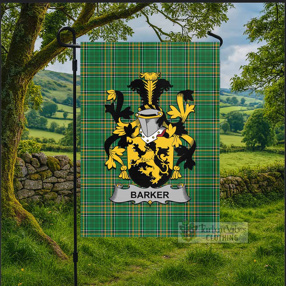 Barker Irish Clan Tartan Flag with Coat of Arms
