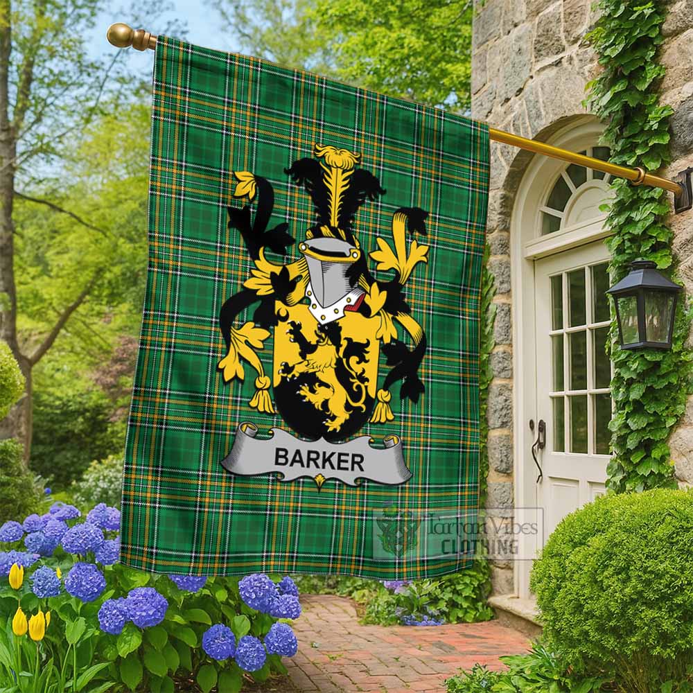 Barker Irish Clan Tartan Flag with Coat of Arms