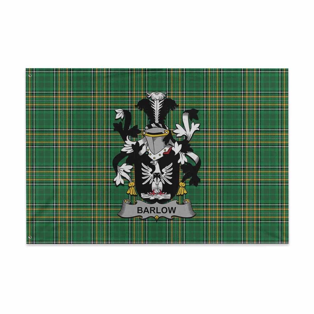 Tartan Vibes Clothing Barlow Irish Clan Tartan House Flag with Coat of Arms