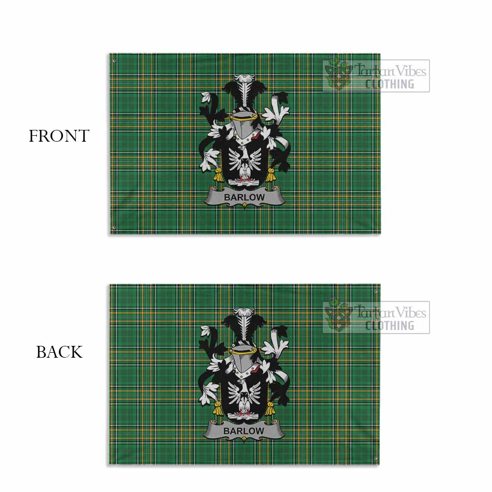 Tartan Vibes Clothing Barlow Irish Clan Tartan House Flag with Coat of Arms