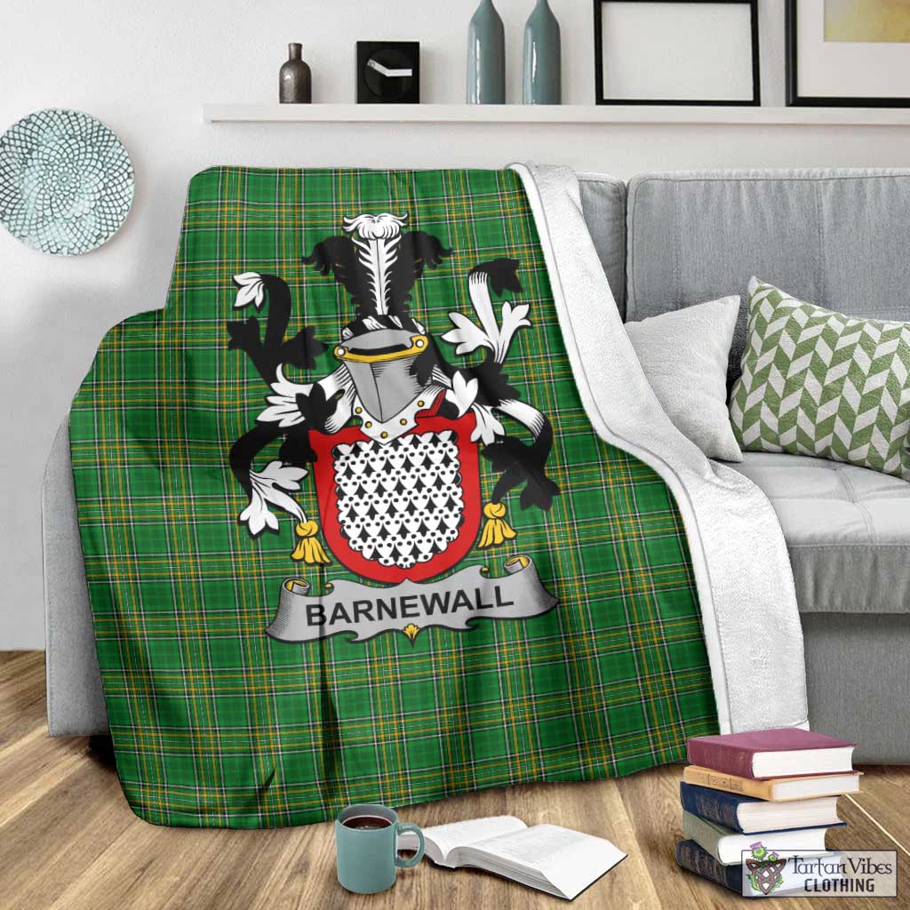 Tartan Vibes Clothing Barnewall Irish Clan Tartan Blanket with Coat of Arms