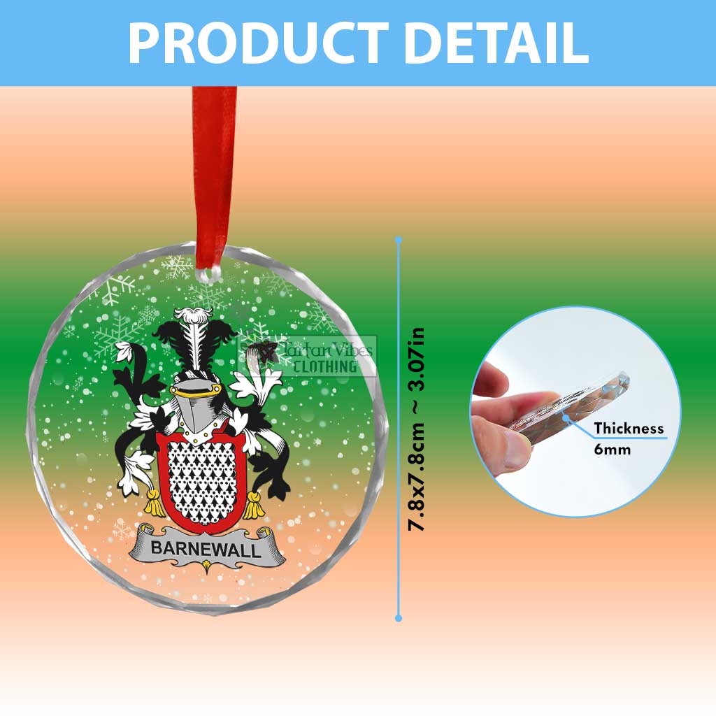Tartan Vibes Clothing Barnewall Irish Clan Christmas Glass Ornament with Coat of Arms