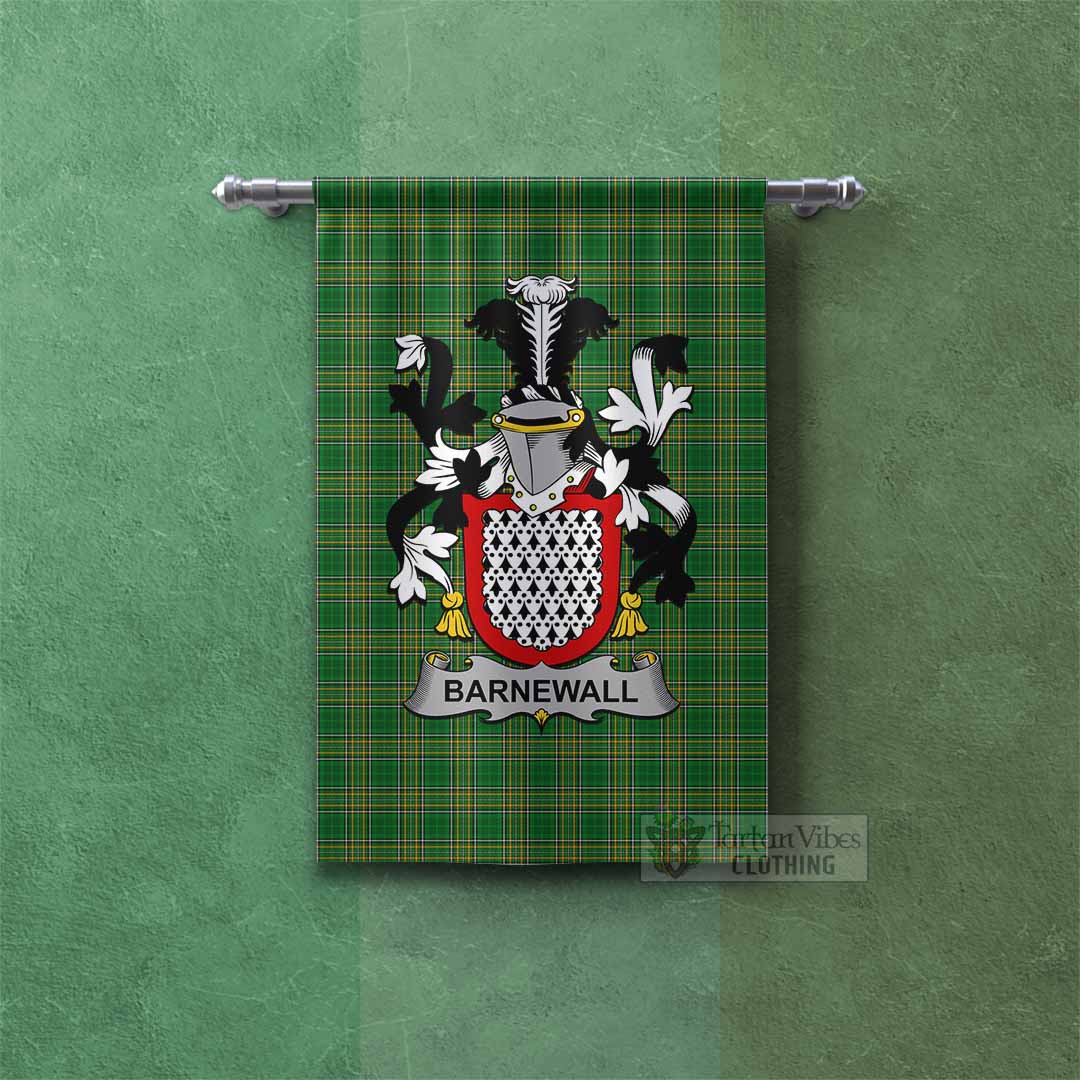 Tartan Vibes Clothing Barnewall Irish Clan Tartan Gonfalon, Tartan Banner with Coat of Arms