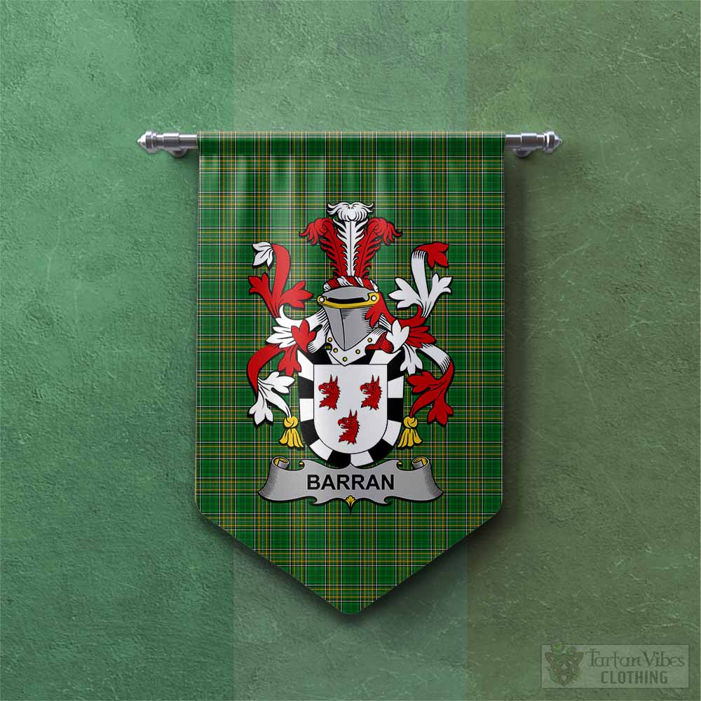 Tartan Vibes Clothing Barran Irish Clan Tartan Gonfalon, Tartan Banner with Coat of Arms