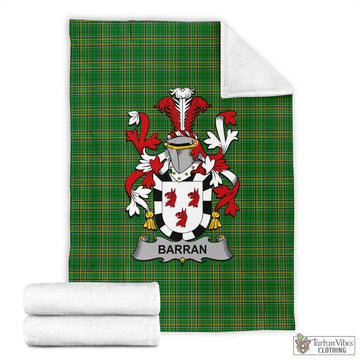 Barran Irish Clan Tartan Blanket with Coat of Arms X-Large 59 x 79 inches 150 x 200 cm - Tartan Vibes Clothing