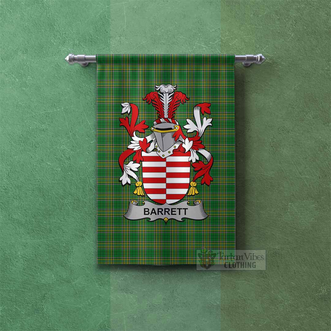 Tartan Vibes Clothing Barrett Irish Clan Tartan Gonfalon, Tartan Banner with Coat of Arms