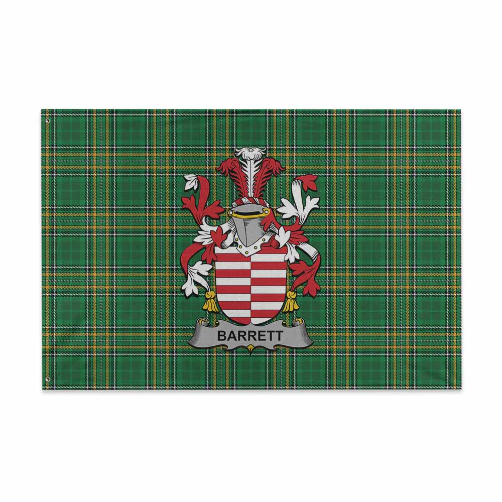 Tartan Vibes Clothing Barrett Irish Clan Tartan House Flag with Coat of Arms