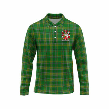 Barrington Irish Clan Tartan Long Sleeve Polo Shirt with Coat of Arms Unisex - Tartan Vibes Clothing
