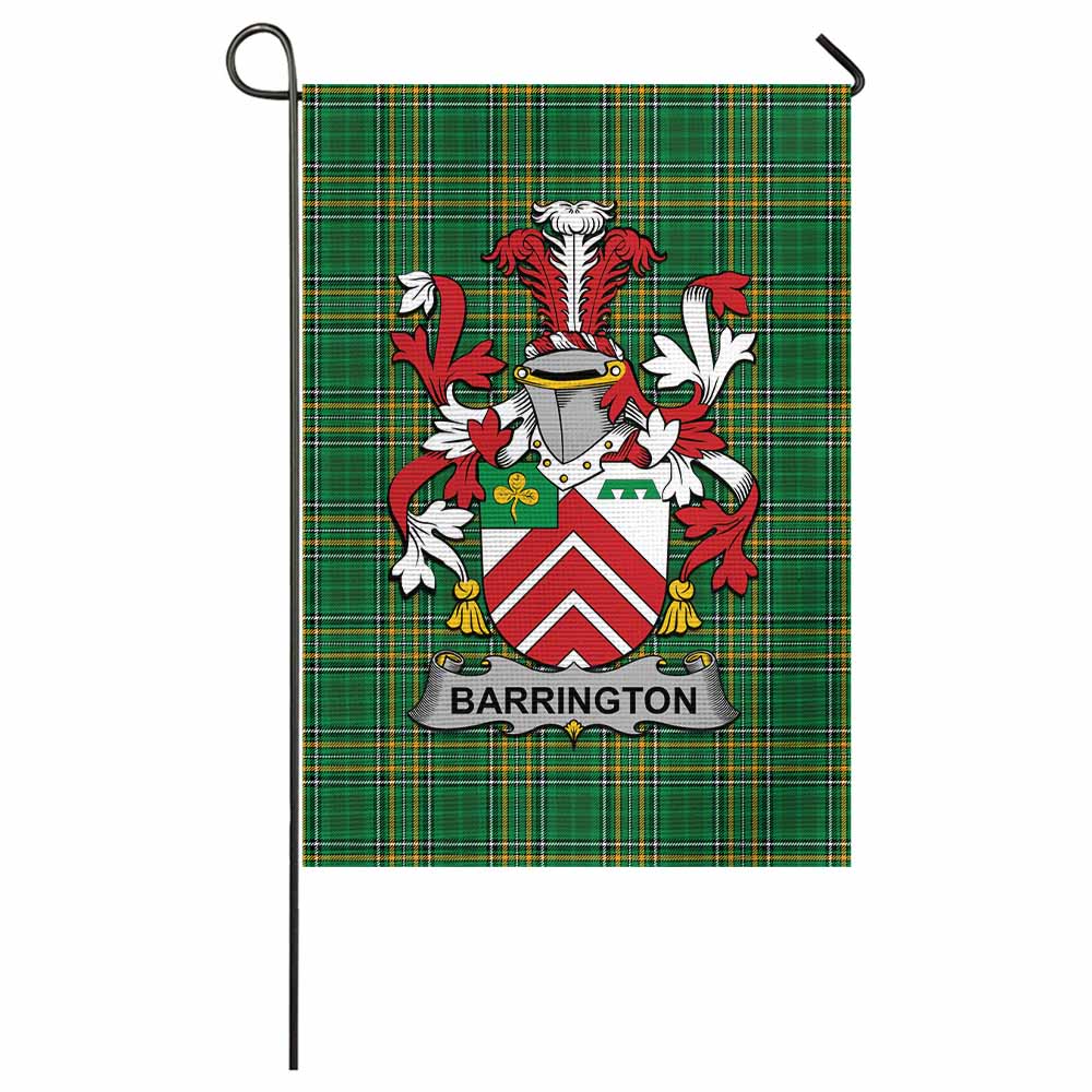 Barrington Irish Clan Tartan Flag with Coat of Arms