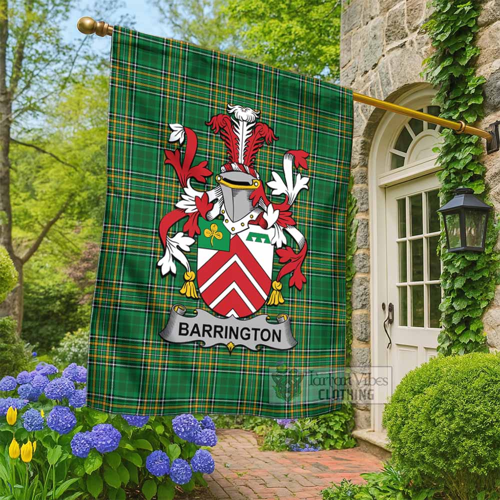 Barrington Irish Clan Tartan Flag with Coat of Arms