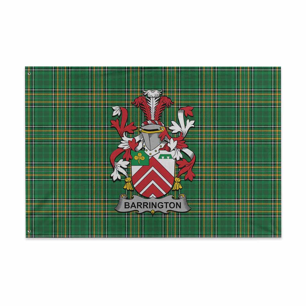 Tartan Vibes Clothing Barrington Irish Clan Tartan House Flag with Coat of Arms