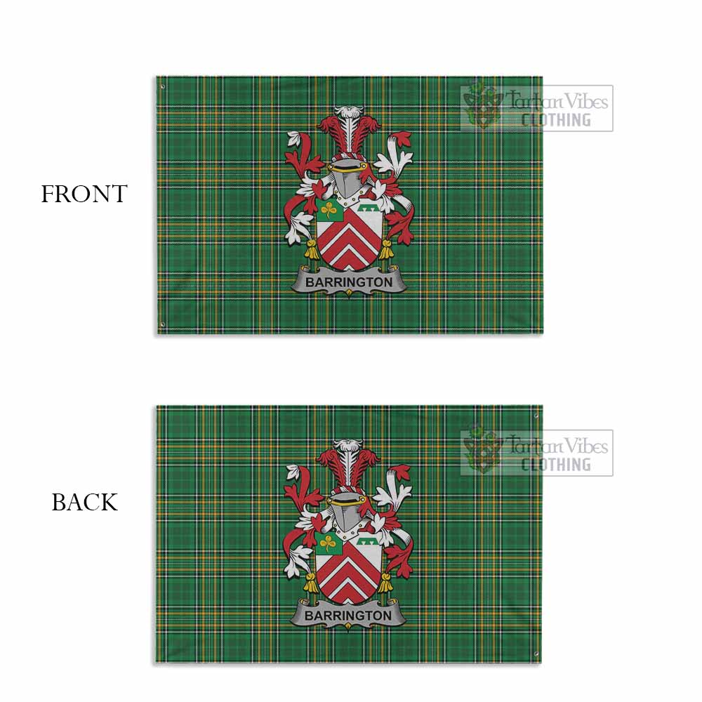 Tartan Vibes Clothing Barrington Irish Clan Tartan House Flag with Coat of Arms
