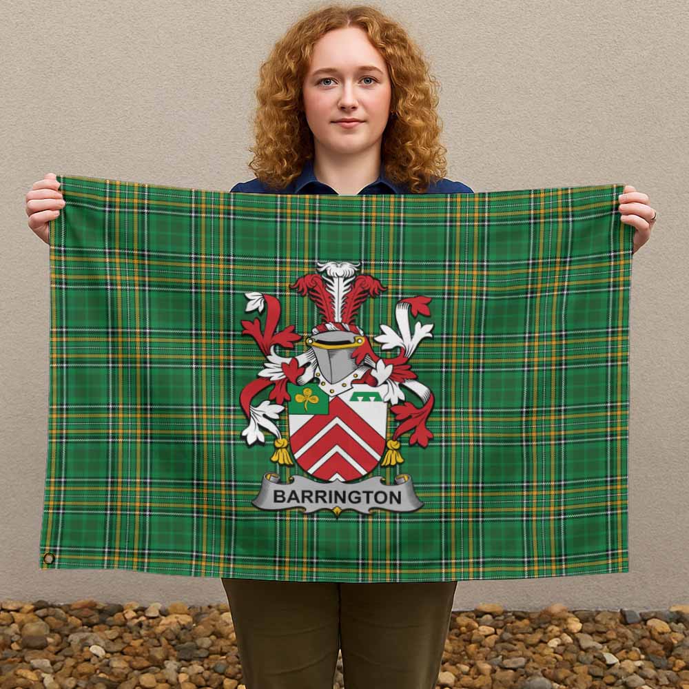 Tartan Vibes Clothing Barrington Irish Clan Tartan House Flag with Coat of Arms