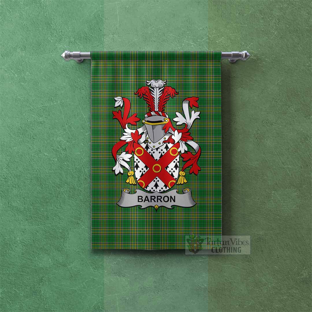 Tartan Vibes Clothing Barron Irish Clan Tartan Gonfalon, Tartan Banner with Coat of Arms