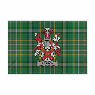 Tartan Vibes Clothing Barron Irish Clan Tartan House Flag with Coat of Arms