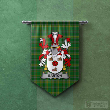 Barton Irish Clan Tartan Gonfalon, Tartan Banner with Coat of Arms