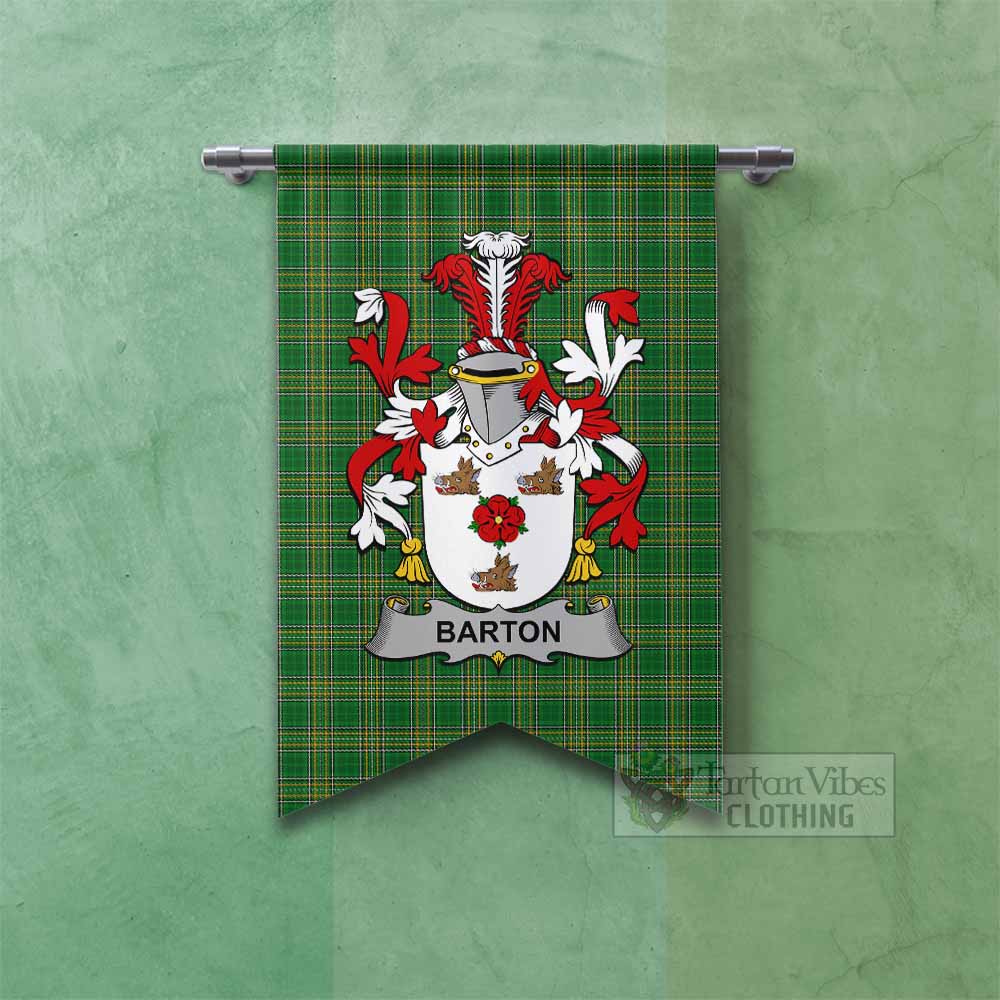 Tartan Vibes Clothing Barton Irish Clan Tartan Gonfalon, Tartan Banner with Coat of Arms