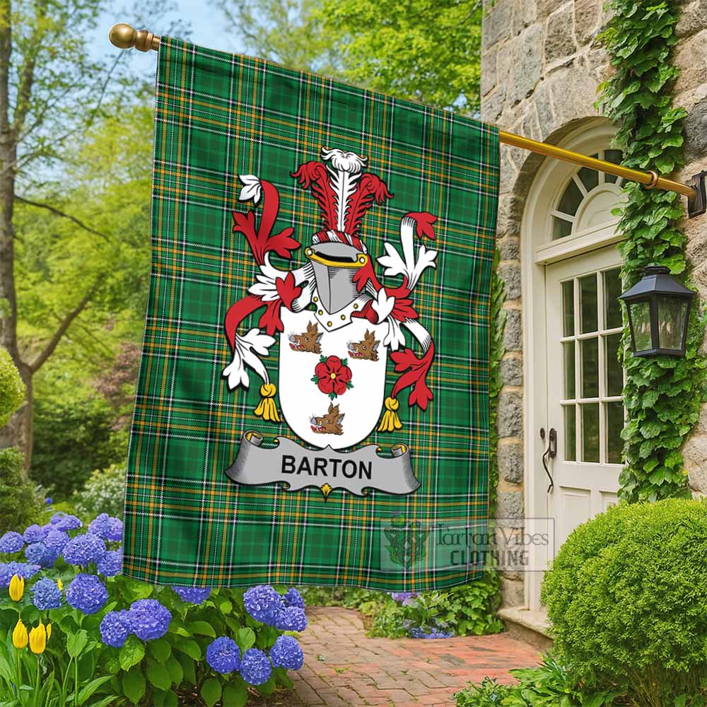 Barton Irish Clan Tartan Flag with Coat of Arms