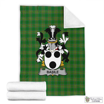 Basile Irish Clan Tartan Blanket with Coat of Arms