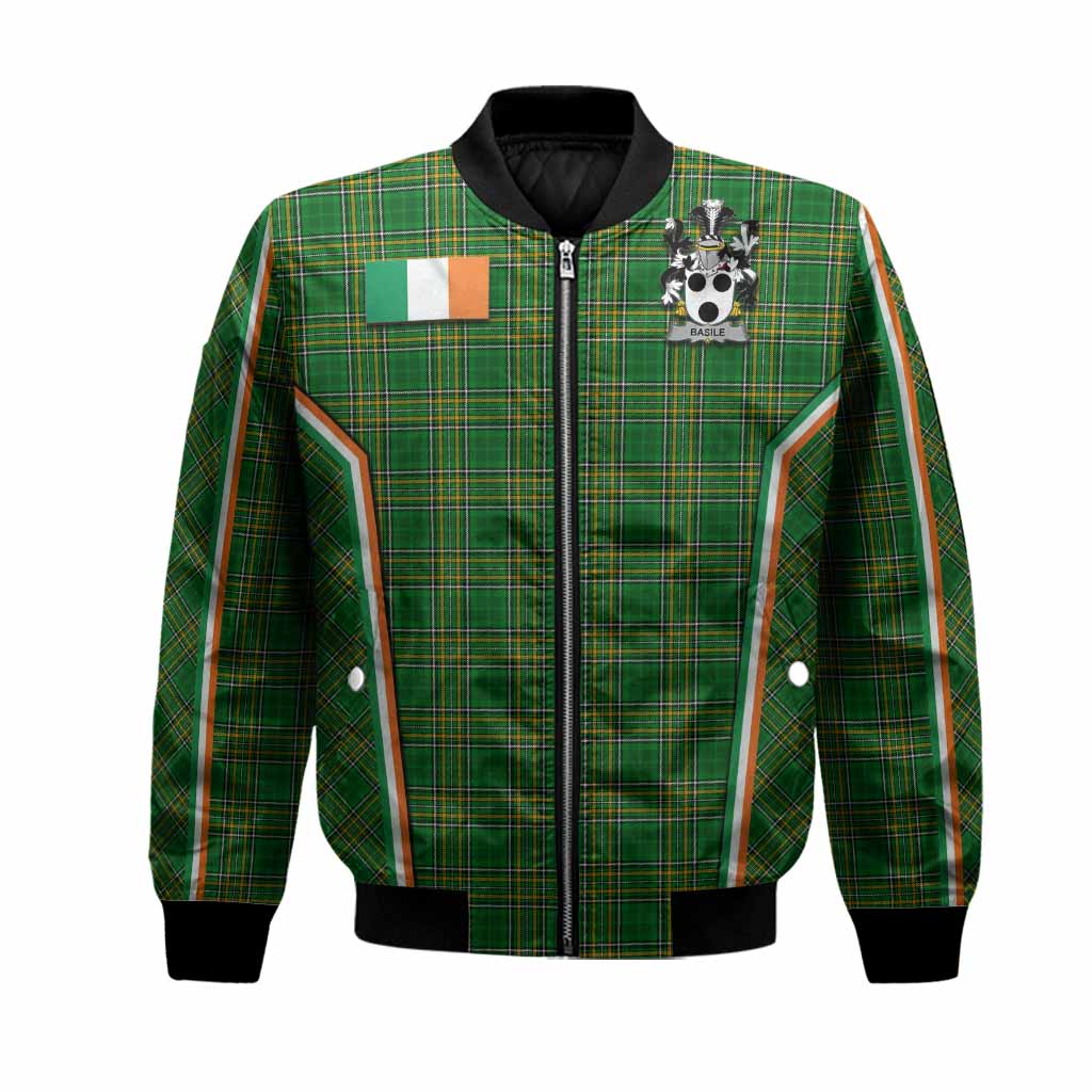 Basile Irish Clan Coat of Arm Tartan Bomber Jacket Flag Style