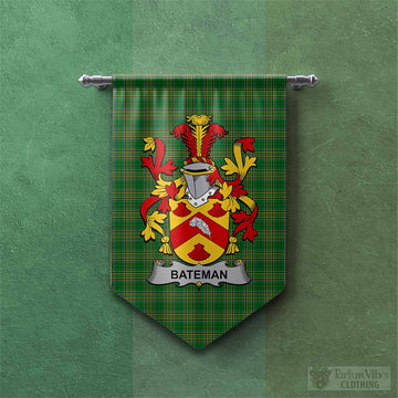 Bateman Irish Clan Tartan Gonfalon, Tartan Banner with Coat of Arms