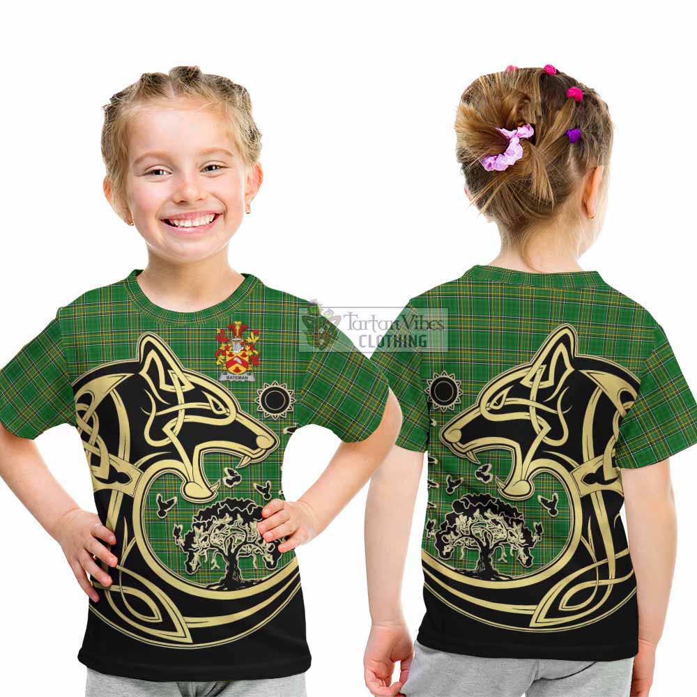 Bateman Irish Tartan Kid T-Shirt with Coat of Arms Celtic Wolf Style - Tartan Vibes Clothing