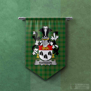 Bateson Irish Clan Tartan Gonfalon, Tartan Banner with Coat of Arms