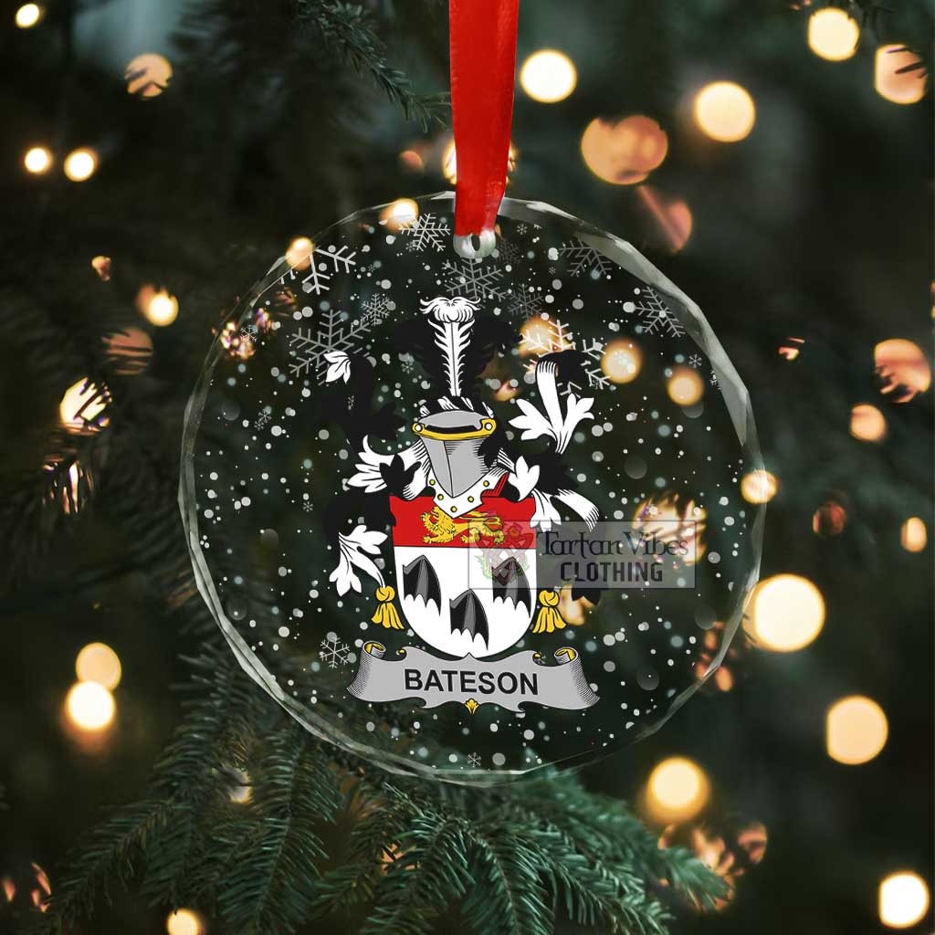 Bateson Irish Clan Christmas Glass Ornament with Coat of Arms - 2D-tartanvibesclothing