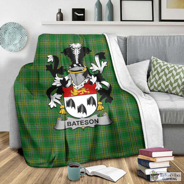 Tartan Vibes Clothing Bateson Irish Clan Tartan Blanket with Coat of Arms