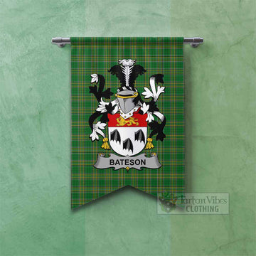 Bateson Irish Clan Tartan Gonfalon, Tartan Banner with Coat of Arms