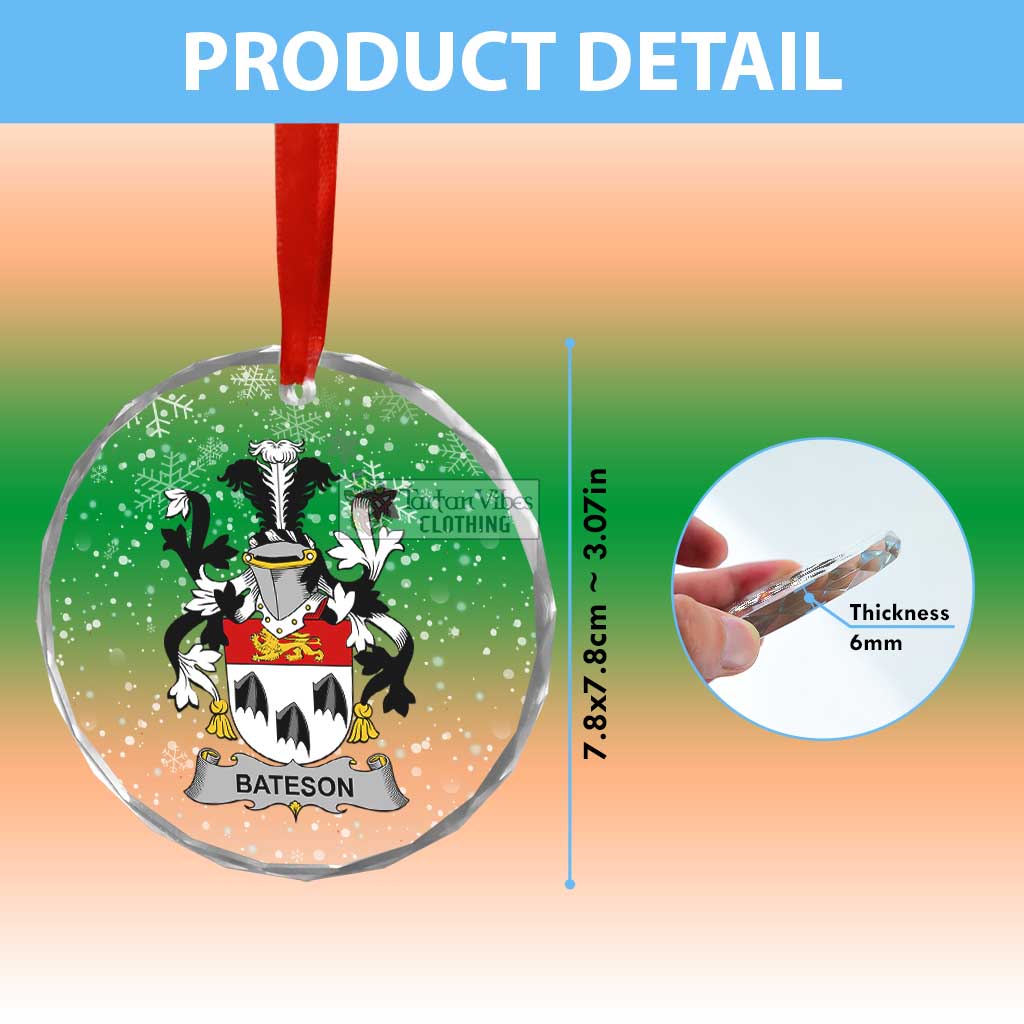 Bateson Irish Clan Christmas Glass Ornament with Coat of Arms - 2D-tartanvibesclothing