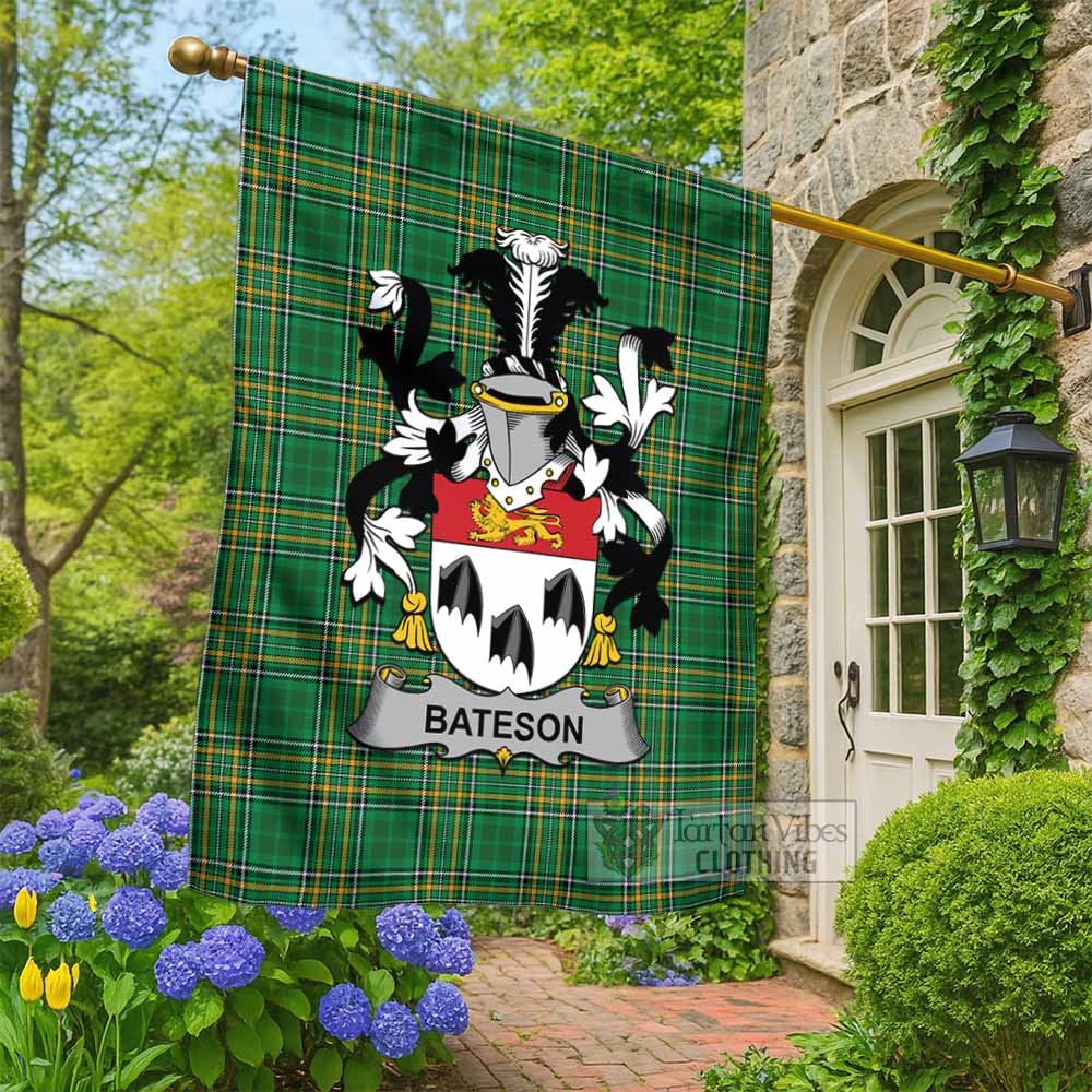 Bateson Irish Clan Tartan Flag with Coat of Arms