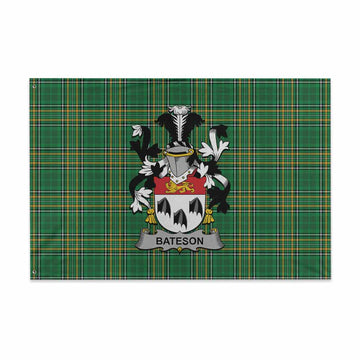 Bateson Irish Clan Tartan House Flag with Coat of Arms