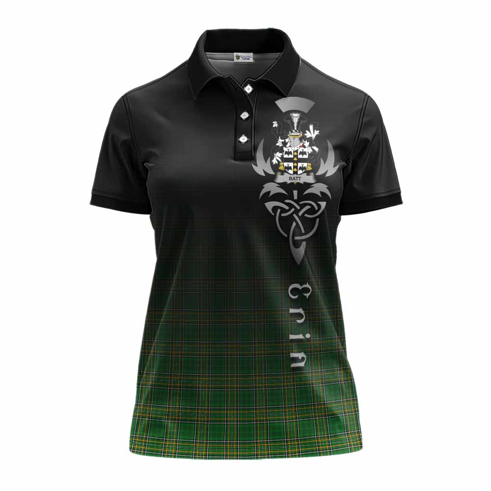 Tartan Vibes Clothing Batt Irish Clan Women's Polo Shirt with Coat of Arms Erin Go Bragh Celtic Inspired