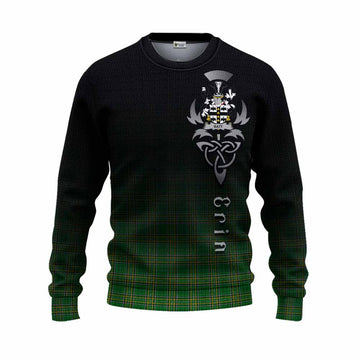 Tartan Vibes Clothing Batt Irish Clan Knitted Sweater with Coat of Arms Erin Go Bragh Celtic Inspired