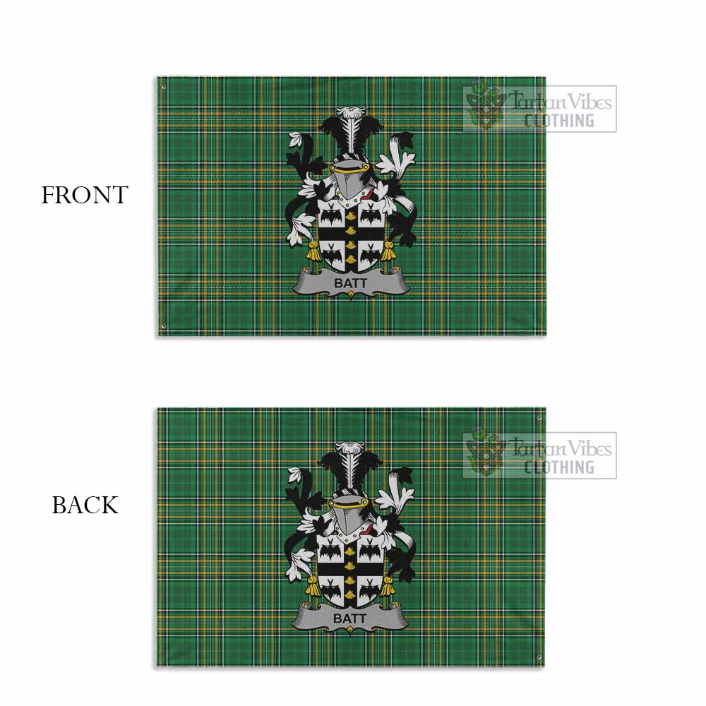 Tartan Vibes Clothing Batt Irish Clan Tartan House Flag with Coat of Arms