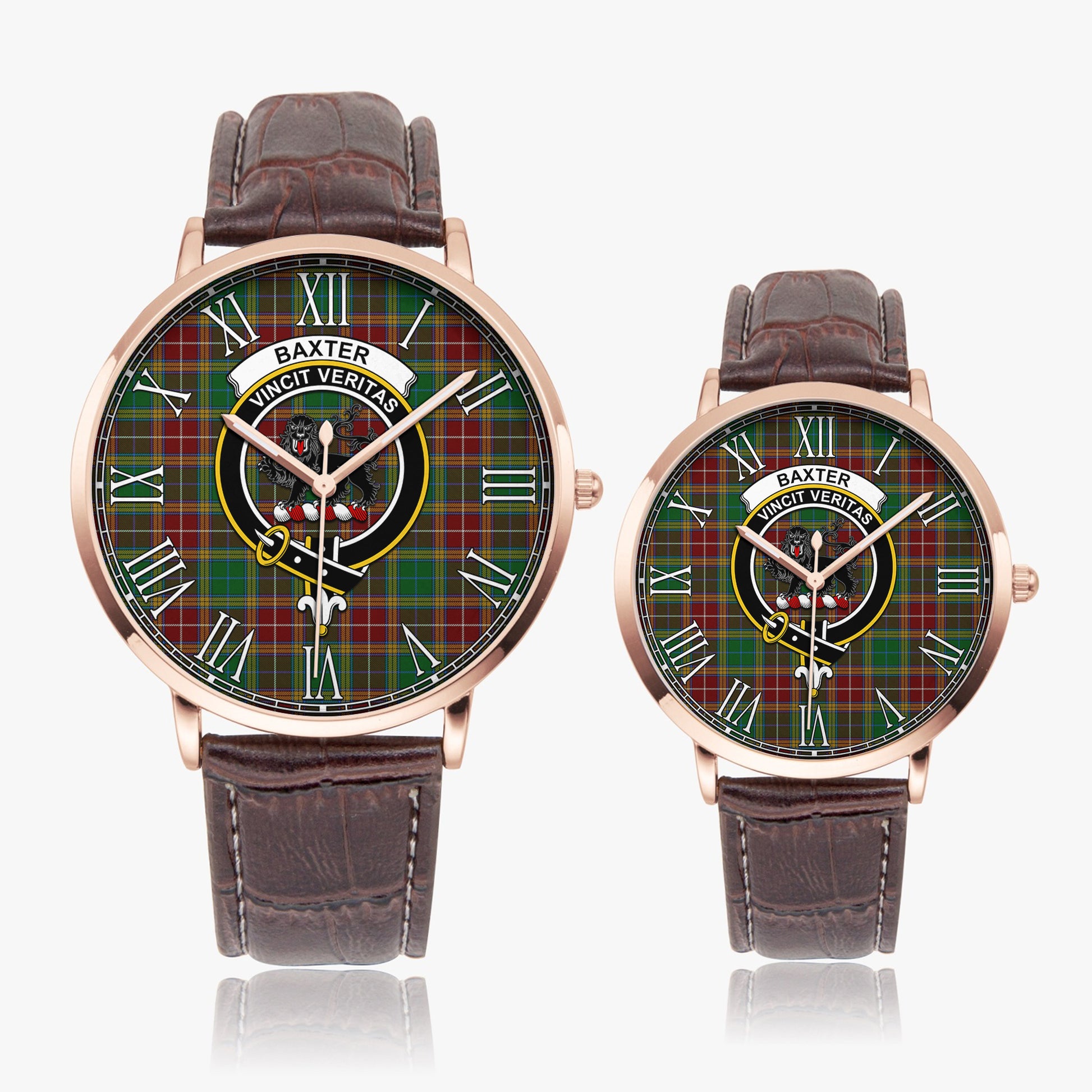 Baxter Tartan Family Crest Leather Strap Quartz Watch - Tartanvibesclothing