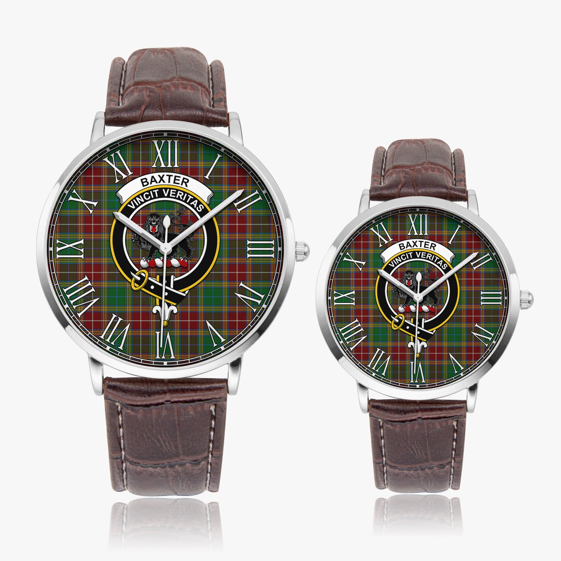 Baxter Tartan Family Crest Leather Strap Quartz Watch - Tartanvibesclothing