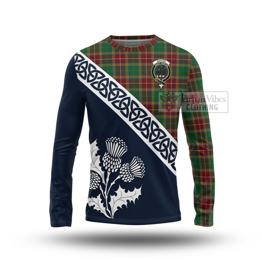 Tartan Vibes Clothing Baxter Tartan Long Sleeve T-Shirt Featuring Thistle and Scotland Map
