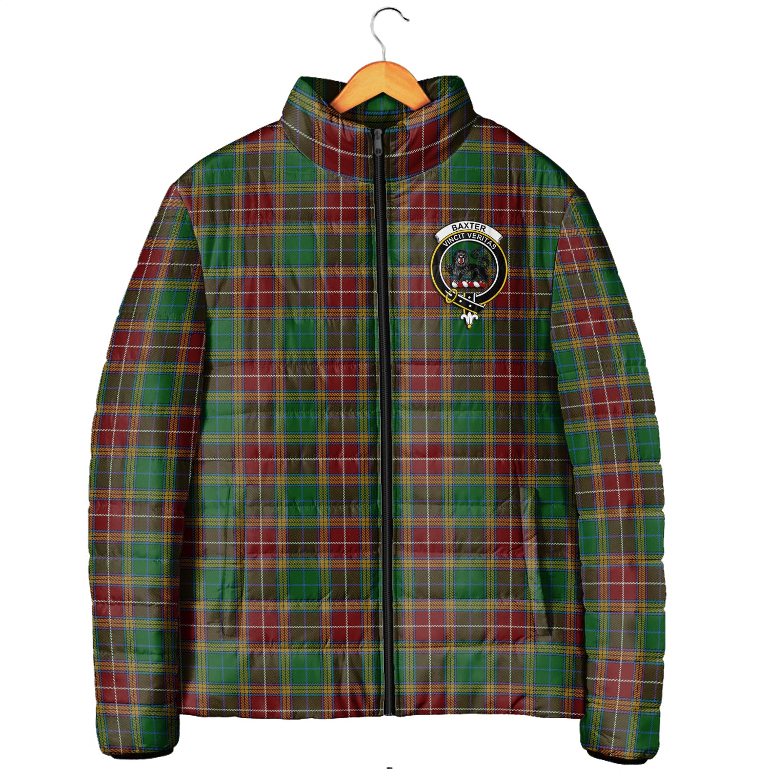 Baxter Tartan Padded Jacket with Family Crest Men's Padded Jacket - Tartan Vibes Clothing