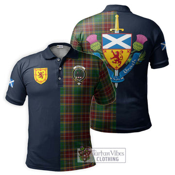 Baxter Tartan Polo Shirt Alba with Scottish Lion Royal Arm Half Style