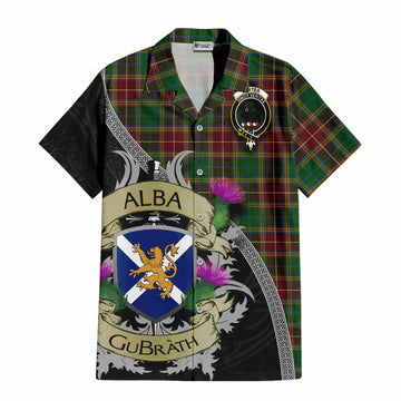 Tartan Vibes Clothing Baxter Tartan Family Crest Short Sleeve Button Shirt Lion Rampant Royal Thistle Shield Celtic Inspired