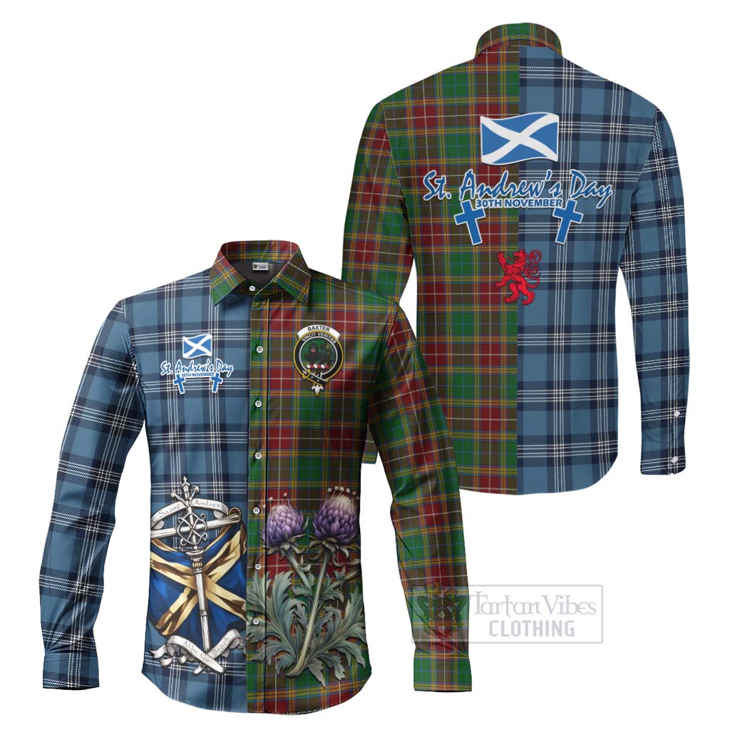 Tartan Vibes Clothing Baxter Tartan Long Sleeve Button Shirt Happy St. Andrew's Day Half Tartan Style