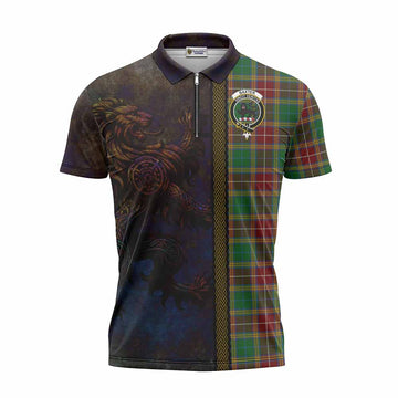 Baxter Tartan Family Crest Zipper Polo Shirt Alba Gu Brath Be Brave Lion Ancient Style