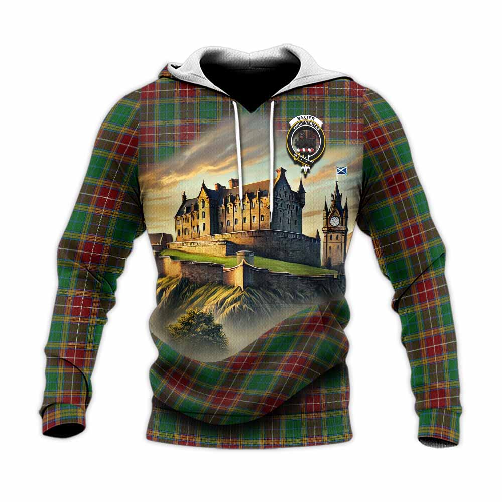 Tartan Vibes Clothing Baxter Tartan Family Crest Knitted Hoodie with Scottish Ancient Castle Style