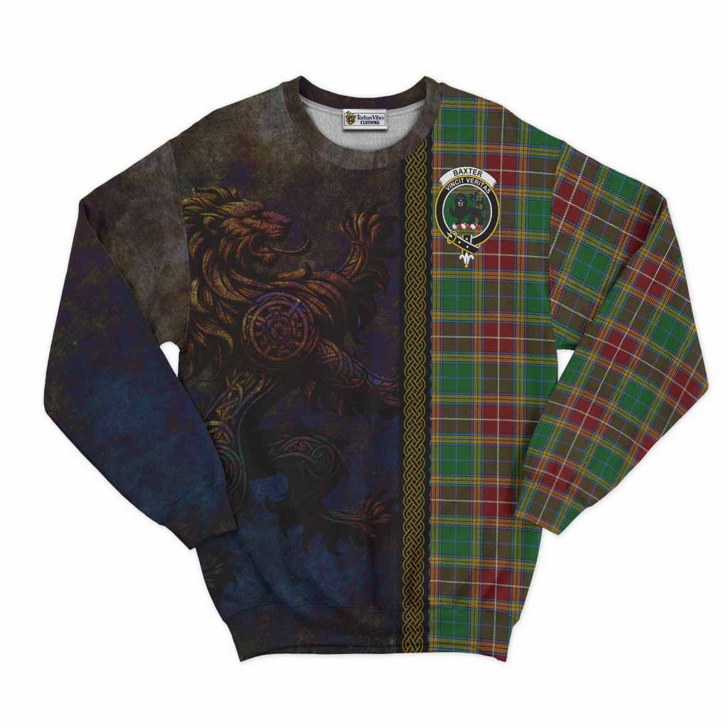 Tartan Vibes Clothing Baxter Tartan Family Crest Sweatshirt Alba Gu Brath Be Brave Lion Ancient Style